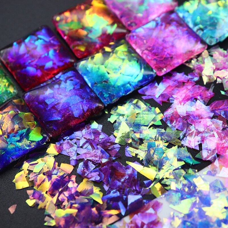 Nail Art Glitter Colorido Irregular Fragmentos grandes Lentejuelas de copos holográficos