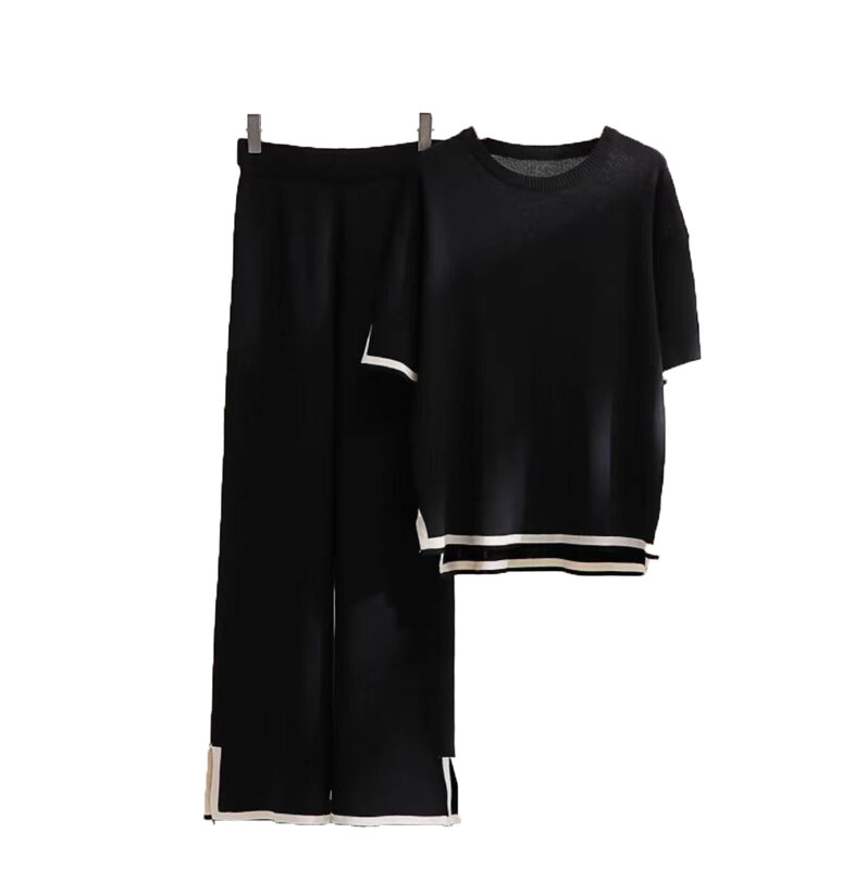 Fall/winter 2022 New Solid Color Hooded Drawstring Cropped Sweatshirt + Trousers Two-Piece Set