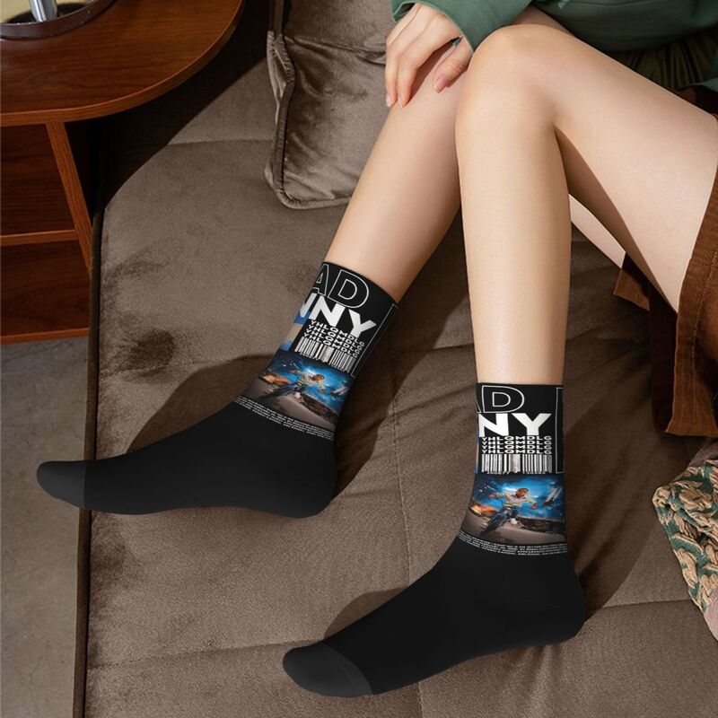 Calcetines de algodón con estampado de Bad Bunny para mujer, calcetín con diseño de la serie más buscada de la gira, a la moda, estilo Harajuku, 2024