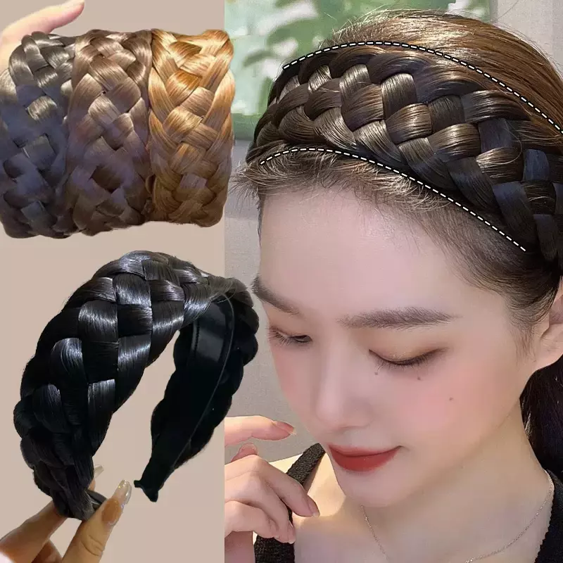 Пятижильная плетеная лента для волос, Женская плетеная повязка на голову ручной работы, плетеные аксессуары для волос, парик-бандо