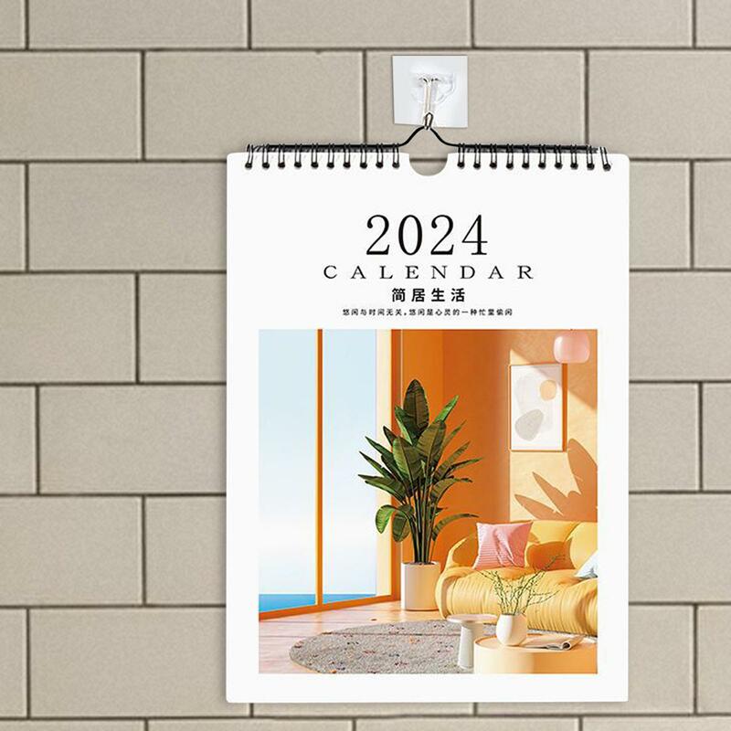 Calendário de parede de bobina Planejando e Organizando com papel grosso, Ornamentos com gancho, Bedroom Business School New Year Living Room