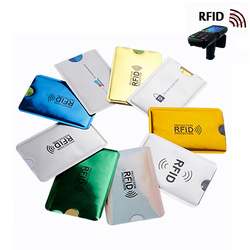 Anti-Scan Alumínio Titular do Cartão de Crédito, NFC RFID Bloqueio Proteção Cartão, Banco ID Card Protector Covers, Manga, 5 Pcs