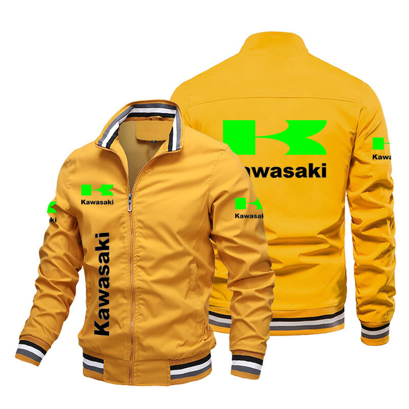 Veste de moto Kawasaki Logo Print pour homme, coupe-vent décontracté, vêtements de course sportifs, motard, nouveau, 2024