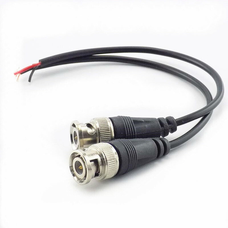 DC Power Linha de cabo Pigtail, Conector BNC macho para adaptador fêmea, fio Conectores, CCTV Camera Sistema de Segurança, D6