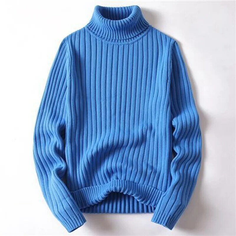 Men Twisted Flower High Collar Knit Sweater Korean Simplicity Slim Casual Warm Sweater Autumn Winter Male Thick Pullover Sweater
