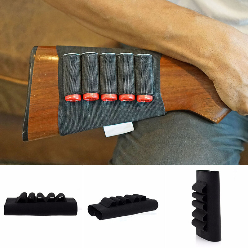 Tempat peluru amunisi senapan 5 5 amunisi Buttstock Cartridge elastis pemegang senapan praktis baru kualitas tinggi