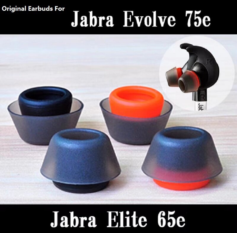100% ujung telinga asli bantalan telinga untuk Jabra Elite 65e,Evolve 75e earphone nirkabel In-Ear earbud silikon pengganti