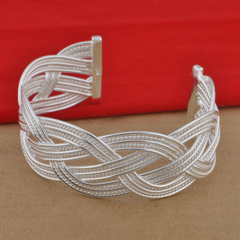 Женский винтажный плетеный браслет с серебряным покрытием, медный браслет в этническом стиле