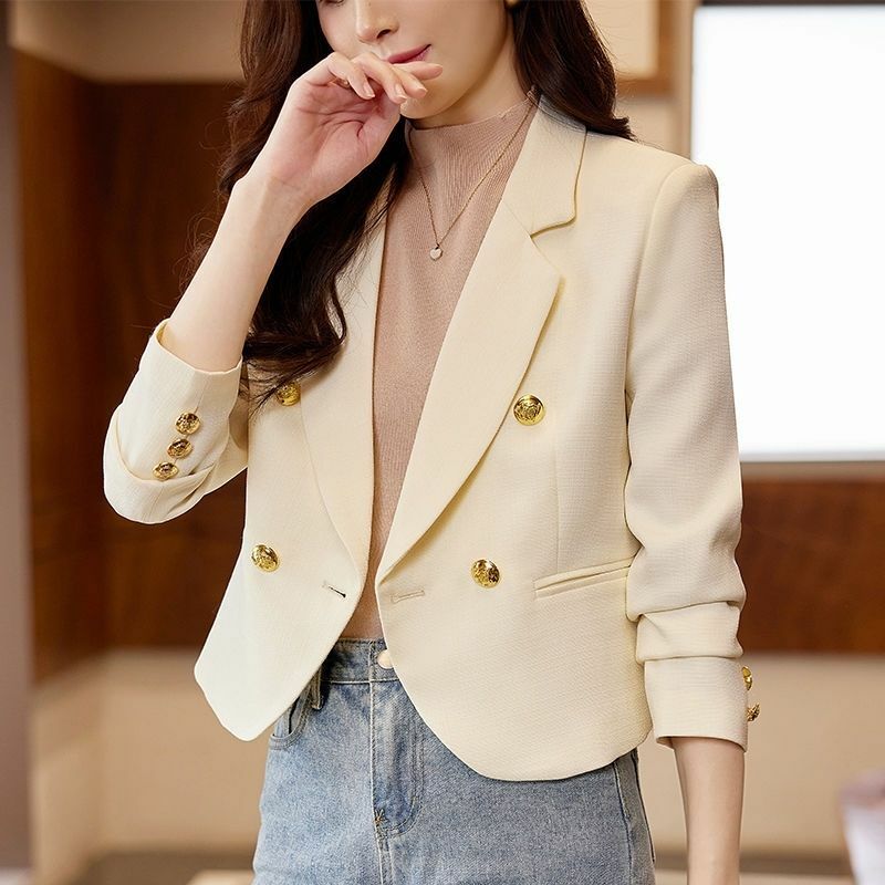 Blazer feminino estilo universitário casual, de manga comprida, senhora do escritório, simples, com temperamento, casaco chique sólido, primavera, outono, nova moda