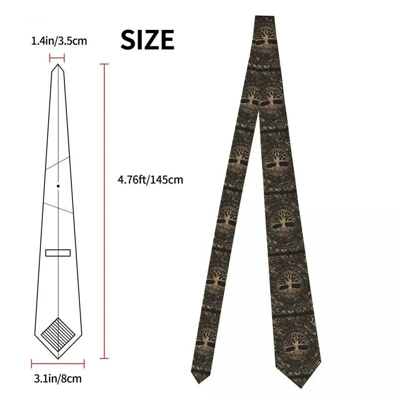 Formal Tree Of Life Yggdrasil Runic Pattern Necktie for Men Customized Silk Viking Norse Symbol Office Neck Tie