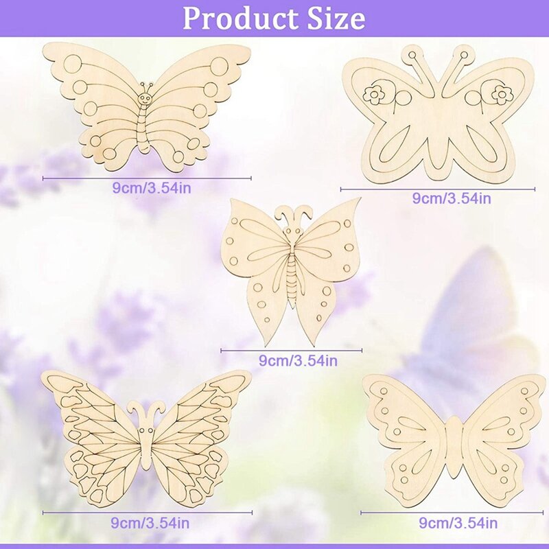 25 Pieces Wooden Butterfly Crafts Unfinished Wooden Butterfly Blank Butterfly Wooden Paint Crafts For Kids Painting