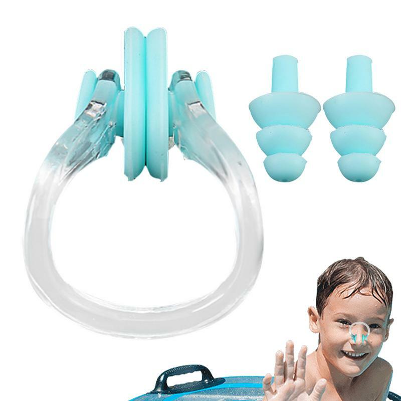 Tampões de silicone à prova d'água para nadar, clipe para nariz para crianças, tampões para ouvidos, tampões para esportes aquáticos