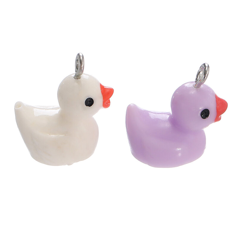 10szt 17.5x18.5mm 3D Duck Resin Charms Cute Animal Pendant For Jewelry Making Diy Earrings Keychain Crafts Accessories