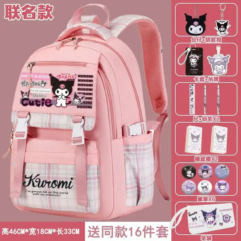 Sanrio grande capacidade Cartoon Schoolbag, leve mochila infantil spine-protectora, novo clipe M estudante
