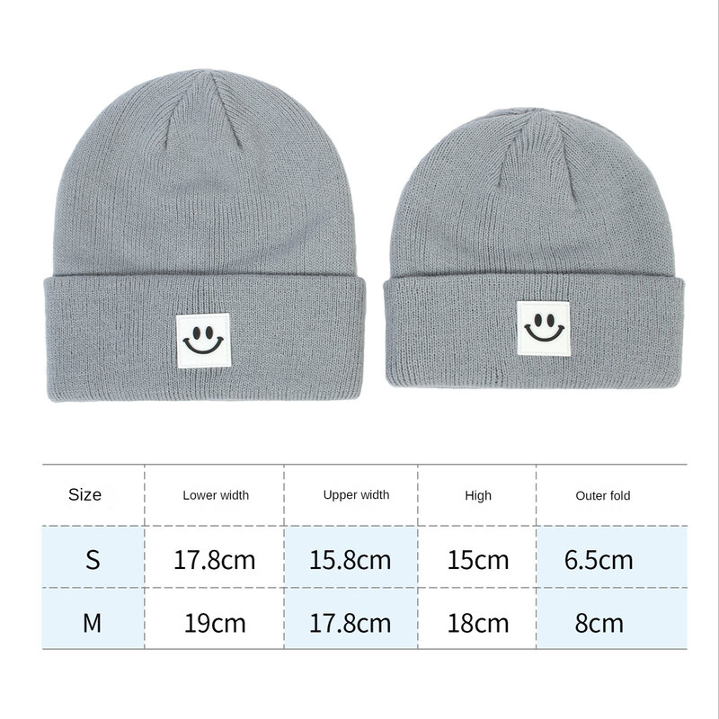 Baby Knitted Hat Fashionable Versatile Sweater Hat Cute Smiling Face Pattern Pullover Hat Autumn and Winter Hat Children's Hat