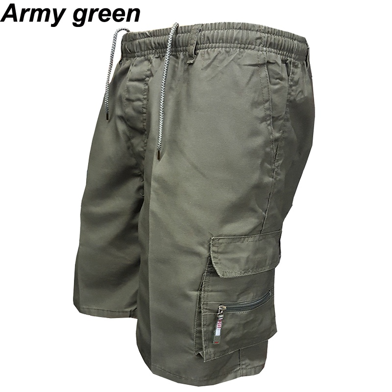 2023 Hot selling men's solid color work shorts Loose casual work shorts Drawstring multi pocket outdoor sports shorts