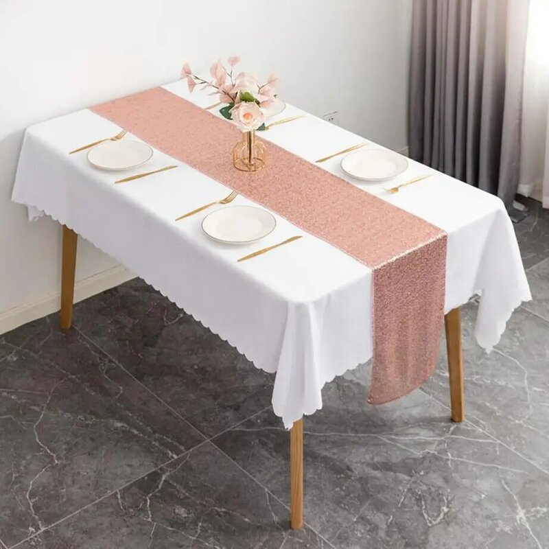 Sequin Table Runner Shiny Gold Silver Colour Luxury Style Wholesale Embroider For Wedding Birthday Party Decoration
