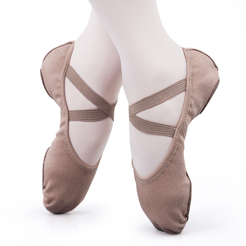 Sepatu Dansa Wanita Sandal Anak-anak Dewasa Sol Lembut Sepatu Latihan Tari Kanvas Profesional untuk Balet