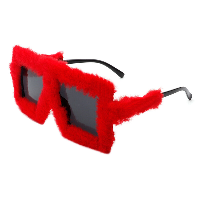 Новые модные пушистые плюшевые большие квадратные женские солнцезащитные очки в оправе с градиентными оттенками очки в стиле ретро брендовые дизайнерские зимние солнцезащитные очки