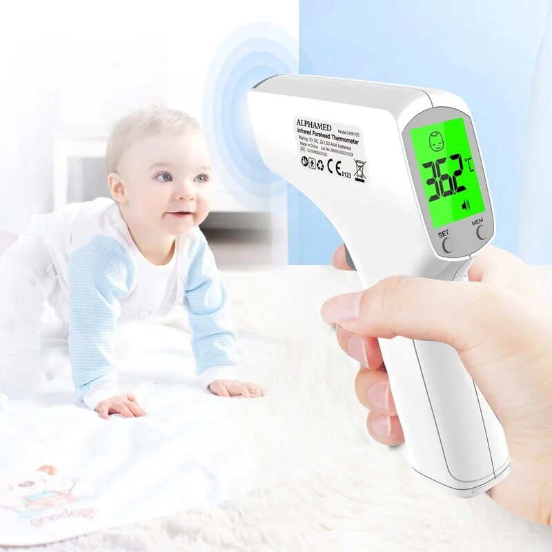 Termómetro médico infrarrojo sin contacto para adultos y niños, pistola de temperatura para la frente, digital, láser