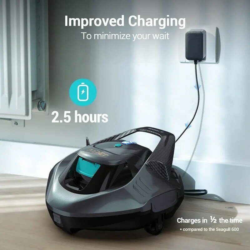 Cordless Robotic Pool Cleaner, Pool Vacuum Lasts 90 Mins Self-Parking, Ideal for Above/In-Ground Flat Pools up to 40