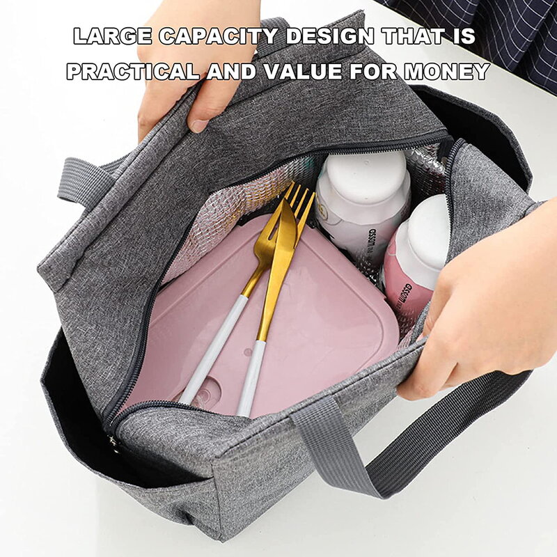 Lunch Bag Handle Insulation Cooler Bag Large Capacity Lunch Box Picnic Travel Portable Food Storage Cat Print Thermal Food Bag