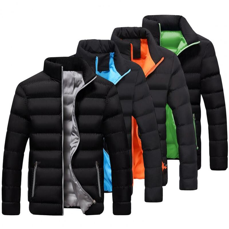 Abrigo de algodón acolchado a prueba de frío para hombre, abrigo cálido con bolsillos gruesos, elegante