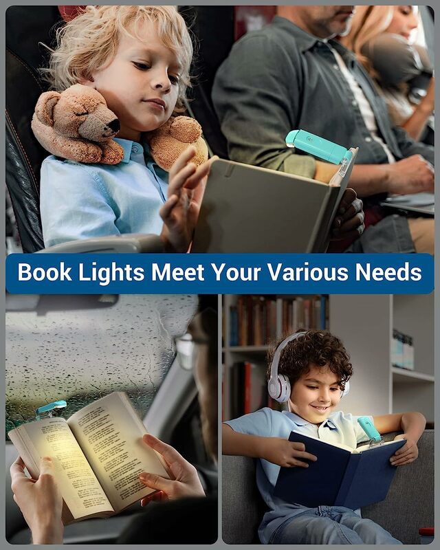LED Rechargeable Book Reading LAMP Amber Glow Blue Light Blocking Brightness Adjustable for Eye-Care, LED Clip on Book Lights
