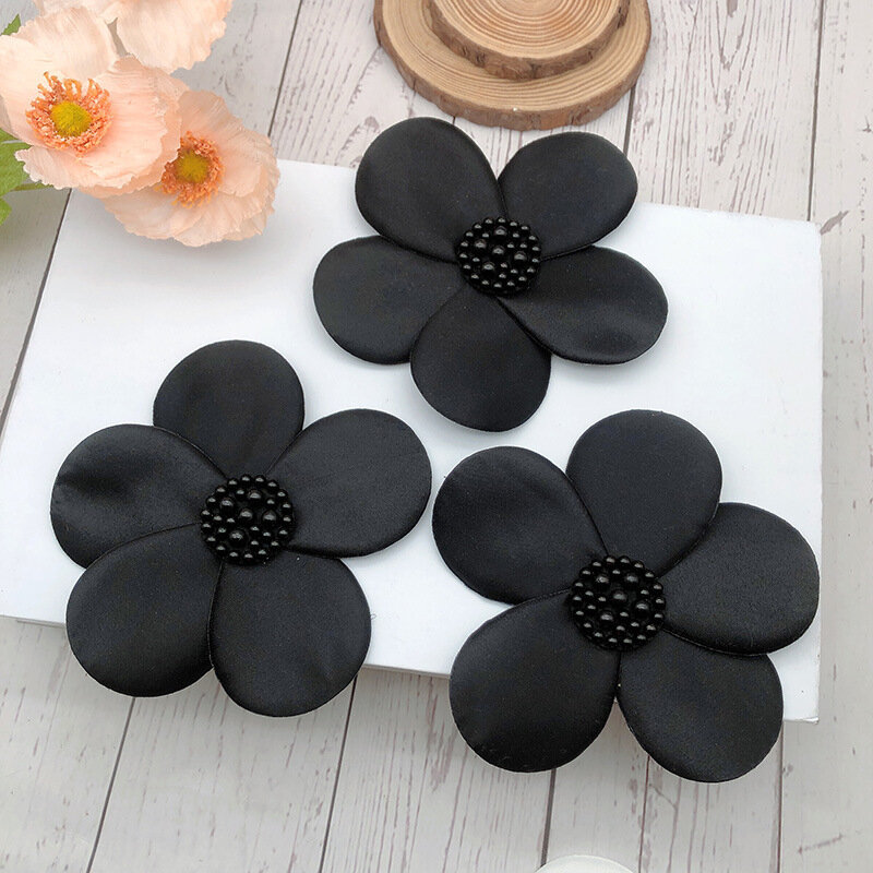 5 sztuk 12.5CM biały czarny 3D koronki z kryształkami aplikacja kwiatowa łatka motyw welon gorset kwiaty do składania biżuterii naszywki na ubrania akcesoria