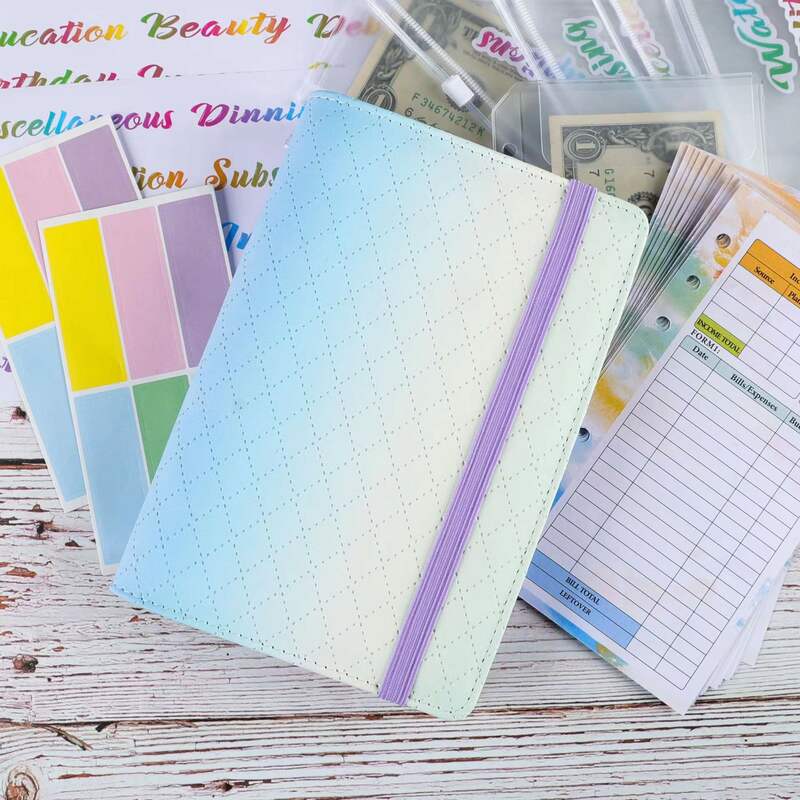 A6 Budget Binder Refillable 6 Ring Notebook Personal Planner Cover for A6 Refill Paper, Money Saving for Cash Envelopes System