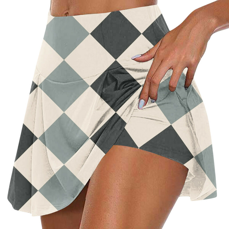 Falda corta plisada con estampado para mujer, pantalón corto, media falda, verano, deportes, Fitness, correr, Yoga, tenis