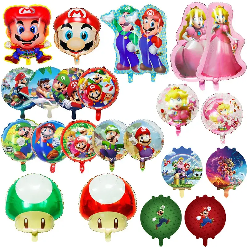 Ballon en Latex et Aluminium de Dessin Animé Super Mario, Accessoires de Décoration de ixd'Anniversaire pour Enfants, Figurine Yoshi Pêche, Jouets Cadeaux