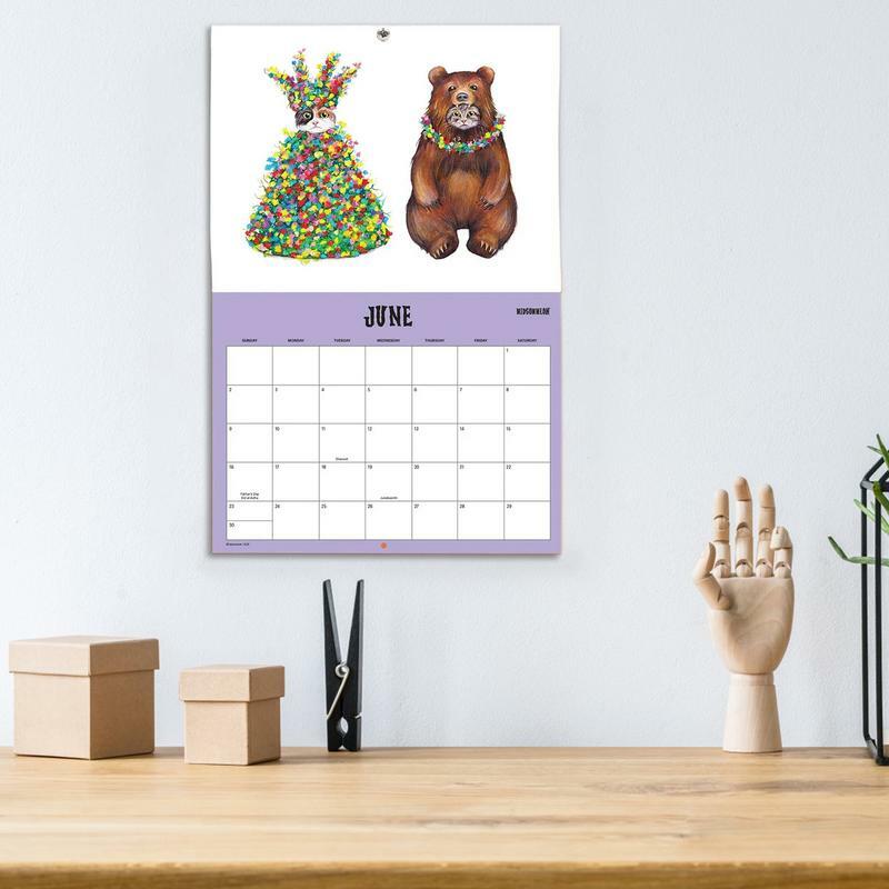 Calendario de pared de gato para planificación, 12 meses, lindo, mensual, 2024