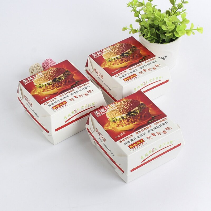 Kunden spezifisches Produkt anpassen Design Lebensmittel qualität Pommes Burger gebratener Hühner kuchen Verpackungs papier Box
