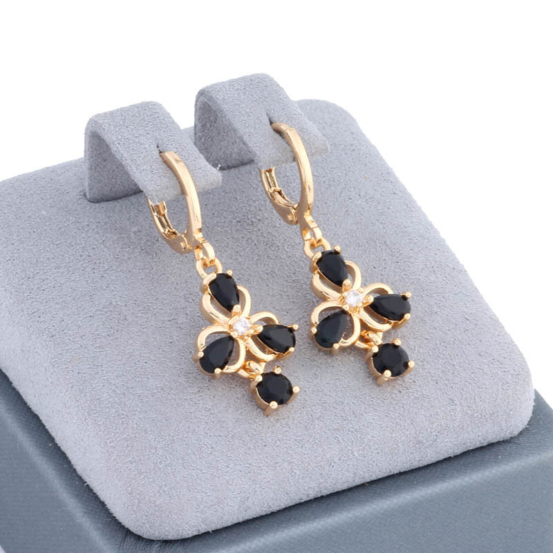 Neue trend ige Luxus Damen Ohrringe Gold Farbe mit glänzenden natürlichen Zirkon täglich schöne Ohrringe bunten Schmuck Geschenk