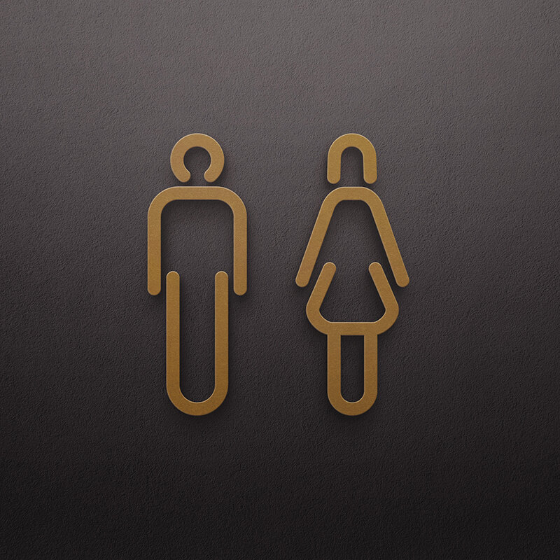 3D ห้องน้ำสามมิติสำหรับผู้ชายสัญลักษณ์ห้องน้ำประตูห้องน้ำสัญลักษณ์ห้องน้ำ