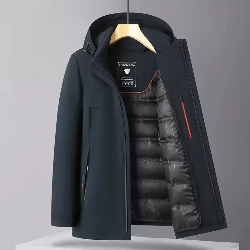 Пуховик мужской, новинка зимы 2023, утепленная Повседневная куртка для мужчин среднего возраста со съемной внутренней подкладкой