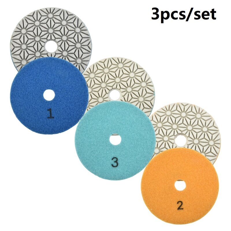 Tool Polishing Pads Parts Practical Exquisite Wet/Dry 100mm 3pcs 4 Inch Accessories Replacement Stone Concrete