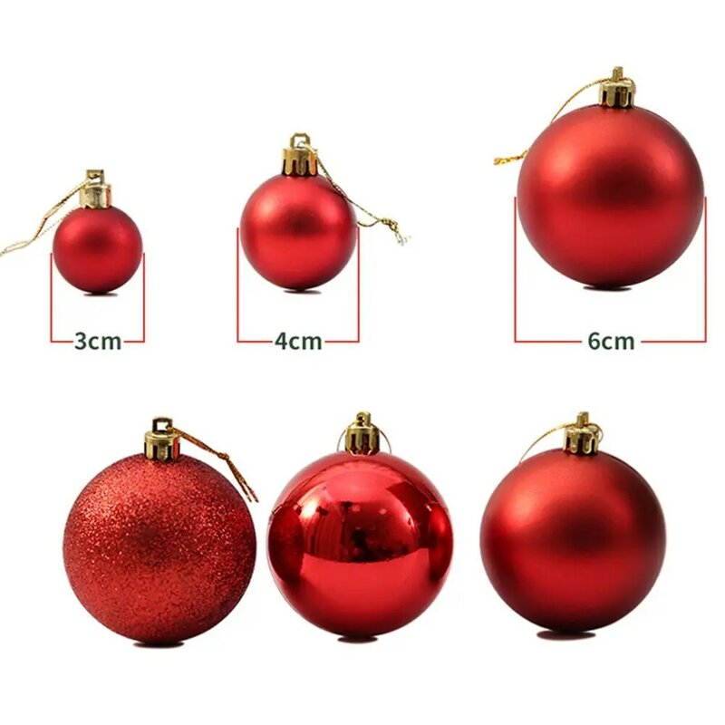 クリスマスの木の装飾のためのプラスチック製の安物の宝石,家の装飾,工芸品,クリスマスのボール,ドロップペンダント,3 cm, 4 cm, 6cm, 24個