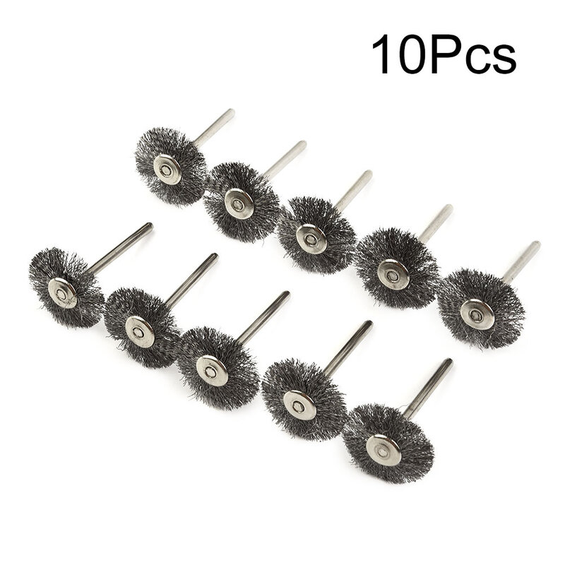 10pcs 22mm Steel Wire Wheel Brushes Set 3mm Shank Polishing Brush Wire Wheel Cup Brushes For Dremel Rotary Tools Abrasive Tool