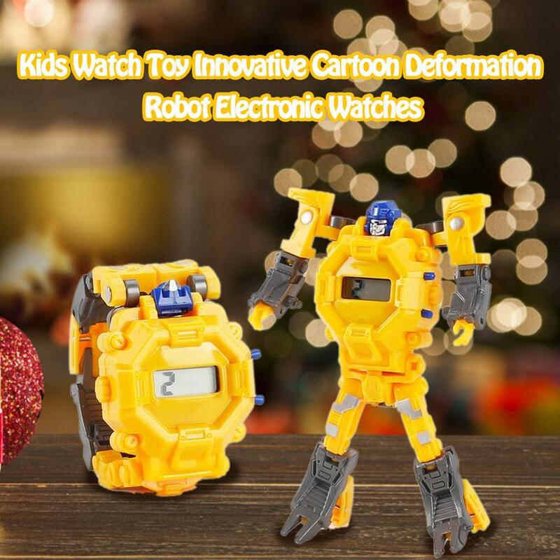 Crianças relógio de brinquedo inovador dos desenhos animados relógio deformação robô eletrônico brinquedo relógio de presente crianças relógio para meninas meninos 5-15 anos de idade