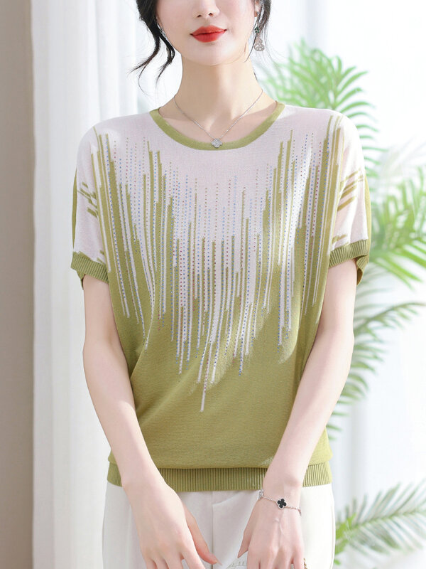 Hollow dzianinowa koszulka damska 2024 letnie ubrania dla kobiet swetry koszulki Top Y2K koszulka damska