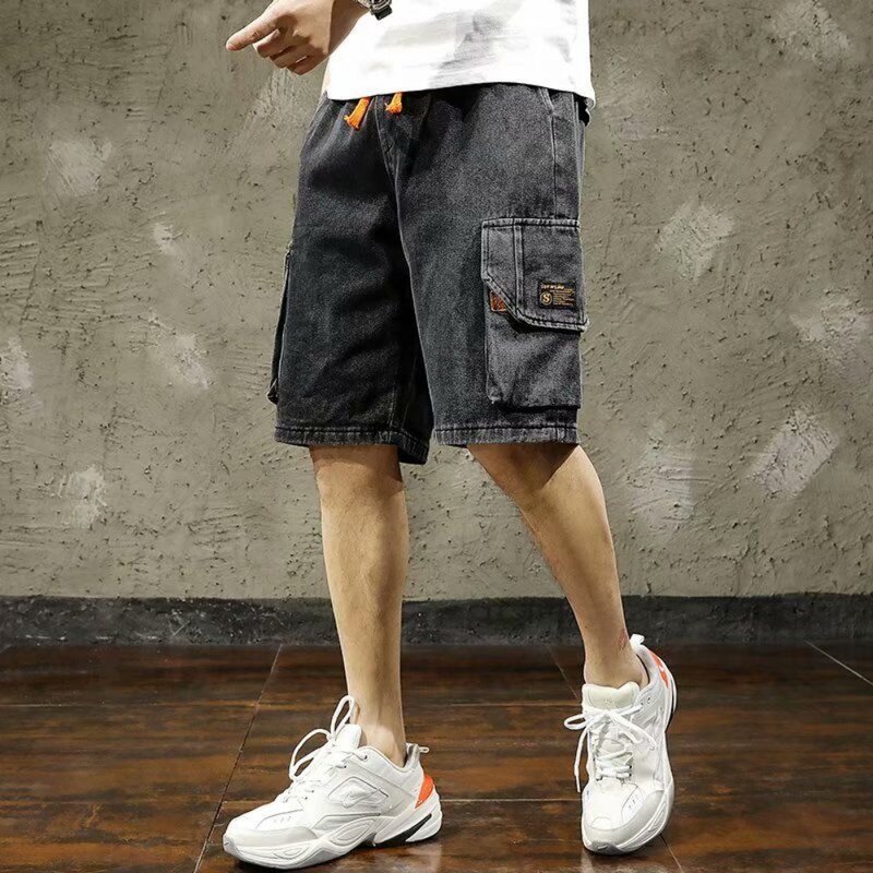 Bordados masculinos de grandes dimensões Shorts casuais, Hip Hop Streetwear, Y2K