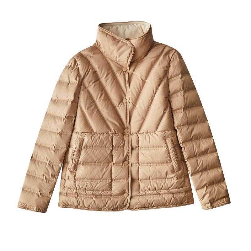 Jaket hangat kerah dua sisi wanita, jaket hangat kerah dua sisi gaya Korea musim gugur dan musim dingin 90%