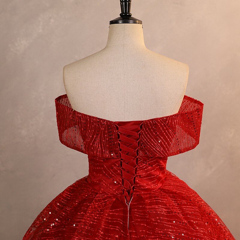 2023 jesienne nowe cekinowa sukienka na przyjęcie luksusowe sukienki Quinceanera eleganckie suknia balowa z odkrytymi ramionami prawdziwe sukienka na studniówkę fotograficzne dla dziewczynek