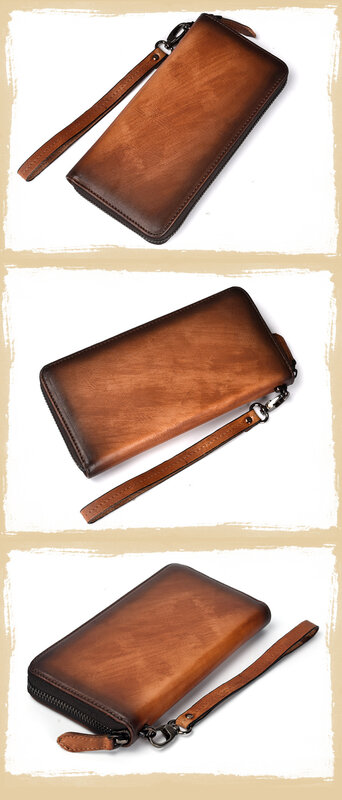 Кожаный деловой кошелек Tree Jelly в стиле ретро для мужчин, ручная полированная сумка с несколькими отделениями для карт, повседневный кожаный кошелек