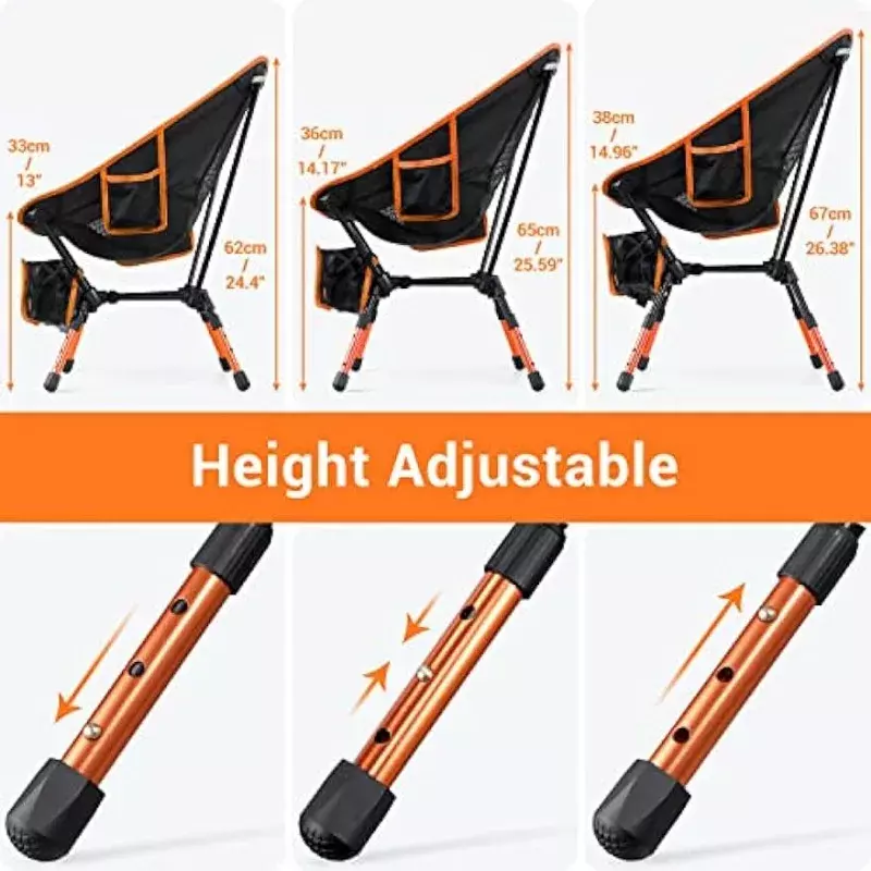 Sportneer Camping Chairs, Folding Chairs for Outside Adjustable Height Beach Chair for Adults Portable Camp Chairs Foldable