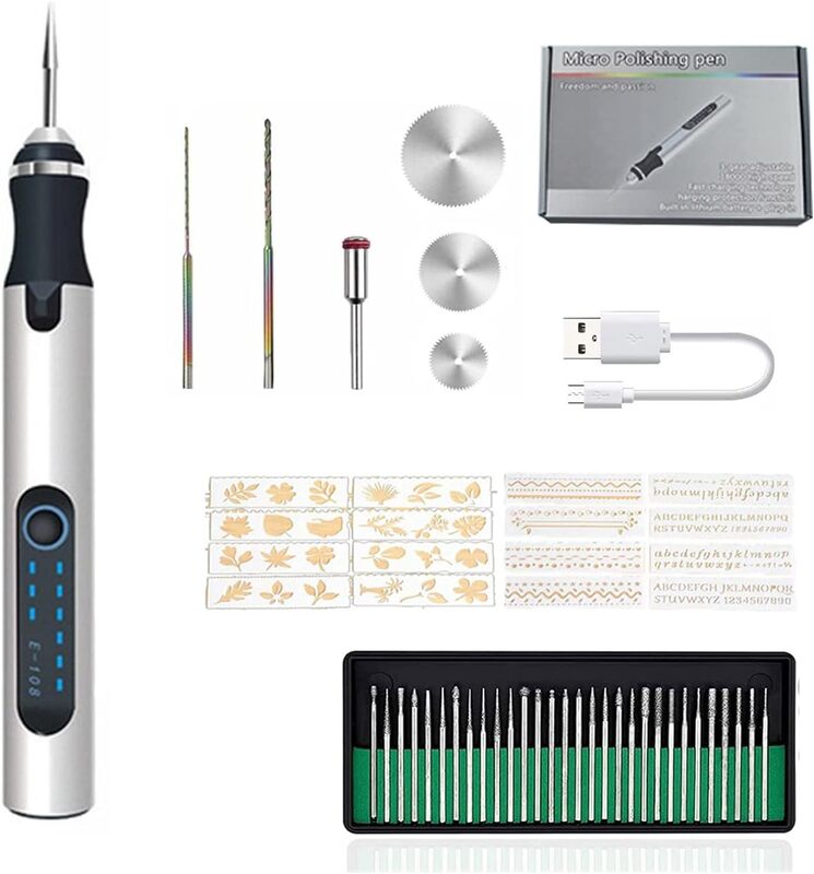 Kit de herramientas rotativas inalámbricas USB, bolígrafo de grabado de carpintería, bricolaje para joyería, Metal, vidrio, Mini Taladro Inalámbrico