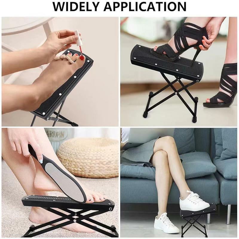 Pedicure Stool For Feet Foldable Adjustable Pedicure Foot Stand Non-Slip Foot Stool With 6 Heights Black Pedicure Tool With