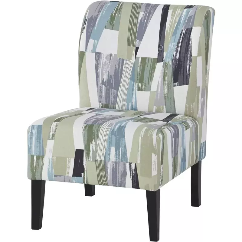 Ashley Triptis Print Abstract Contemporânea Accent Chair, verde azul e branco, Design